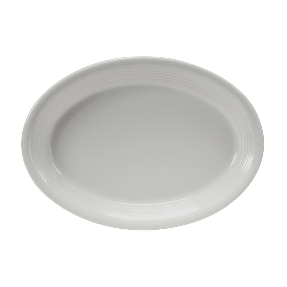 Tuxton CWH-1352 13 1/2" x 9 3/4" Oval Concentrix®© Platter - Ceramic, White