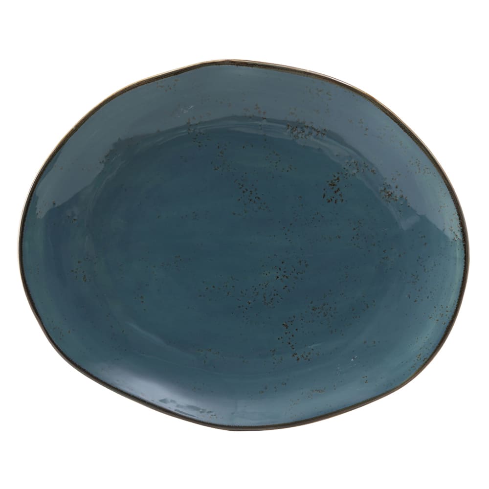 Tuxton GGE-023 13 1/4" x 11" Free Form Artisan Geode Platter - Porcelain, Azure