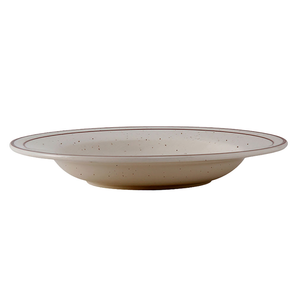 Tuxton TBS-003 8 3/4" Round Bahamas Soup Bowl - Speckled, (2) Brown Bands