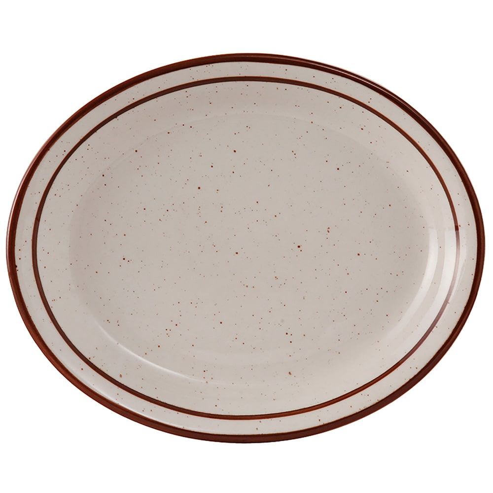 Tuxton TBS-013 11 1/2" x 9 1/8" Oval Bahamas Platter - Ceramic, American White