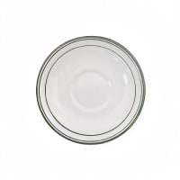 Tuxton TGB-002 6" Round Green Bay Saucer - Ceramic, American White/Eggshell w/ Green Band thumbnail 2