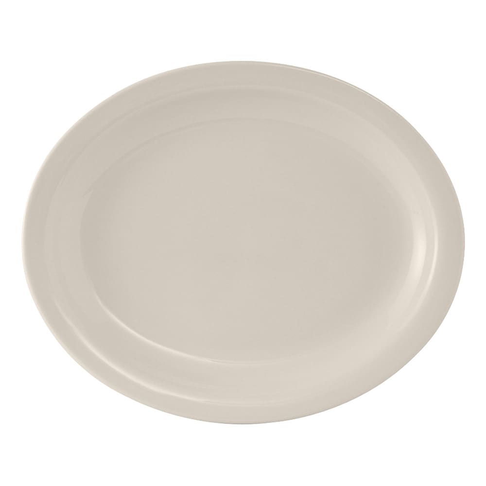 Tuxton TNR-014 13 1/4" x 10 1/2" Oval Nevada Platter - Ceramic, American White