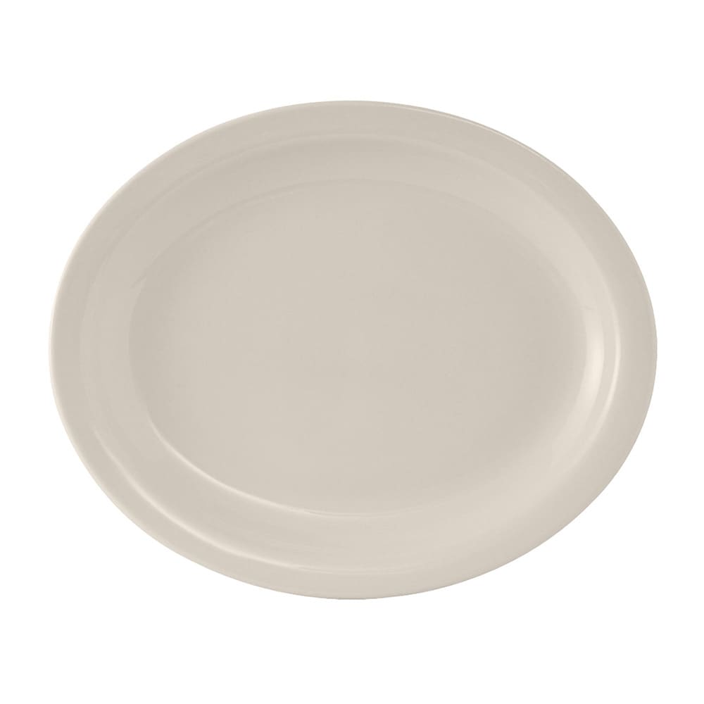 Tuxton TNR-019 12 1/2" x 10 1/4" Oval Nevada Platter - Ceramic, American White