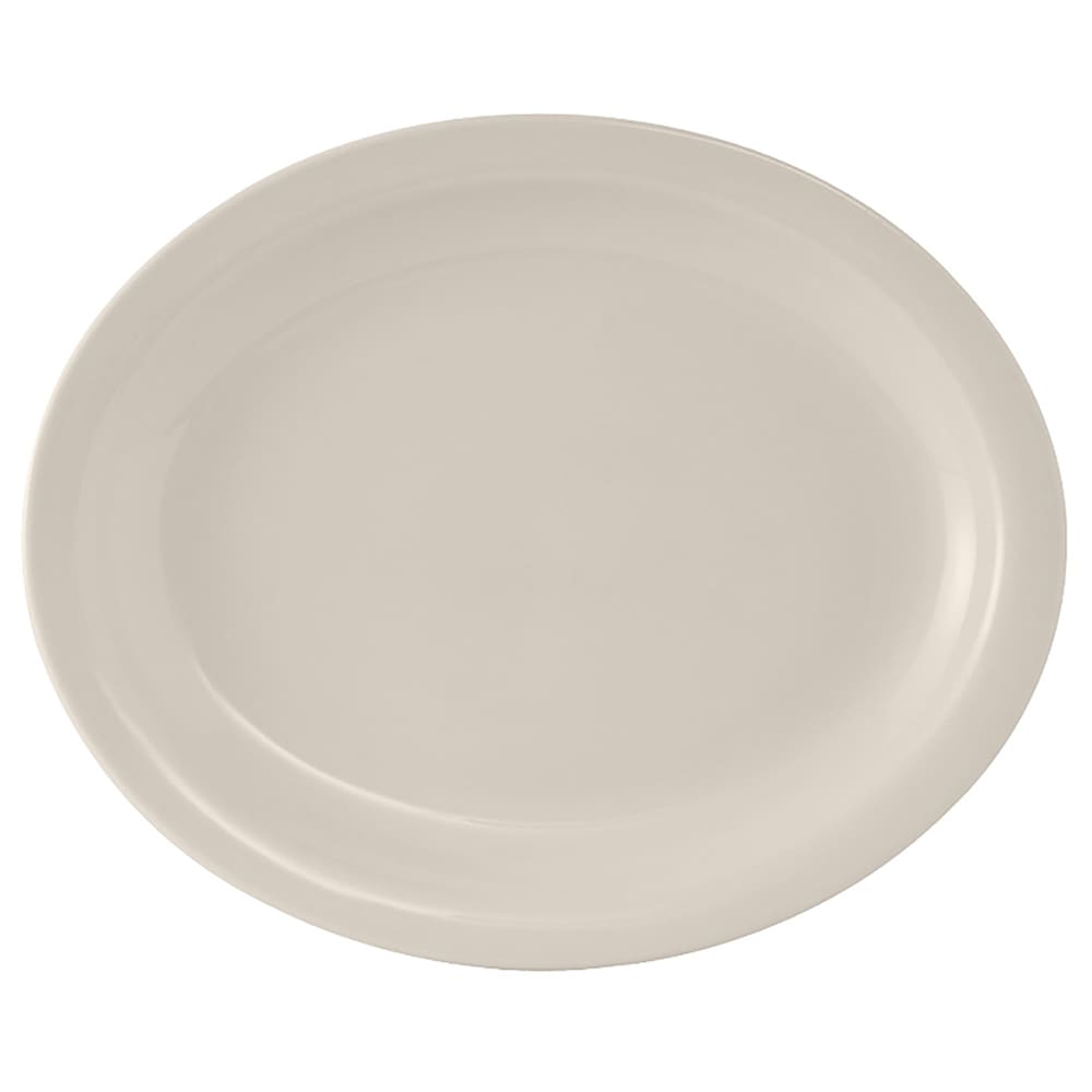 Tuxton TNR-041 8 1/2" x 6 7/8" Oval Nevada Platter - Ceramic, American White/Eggshell