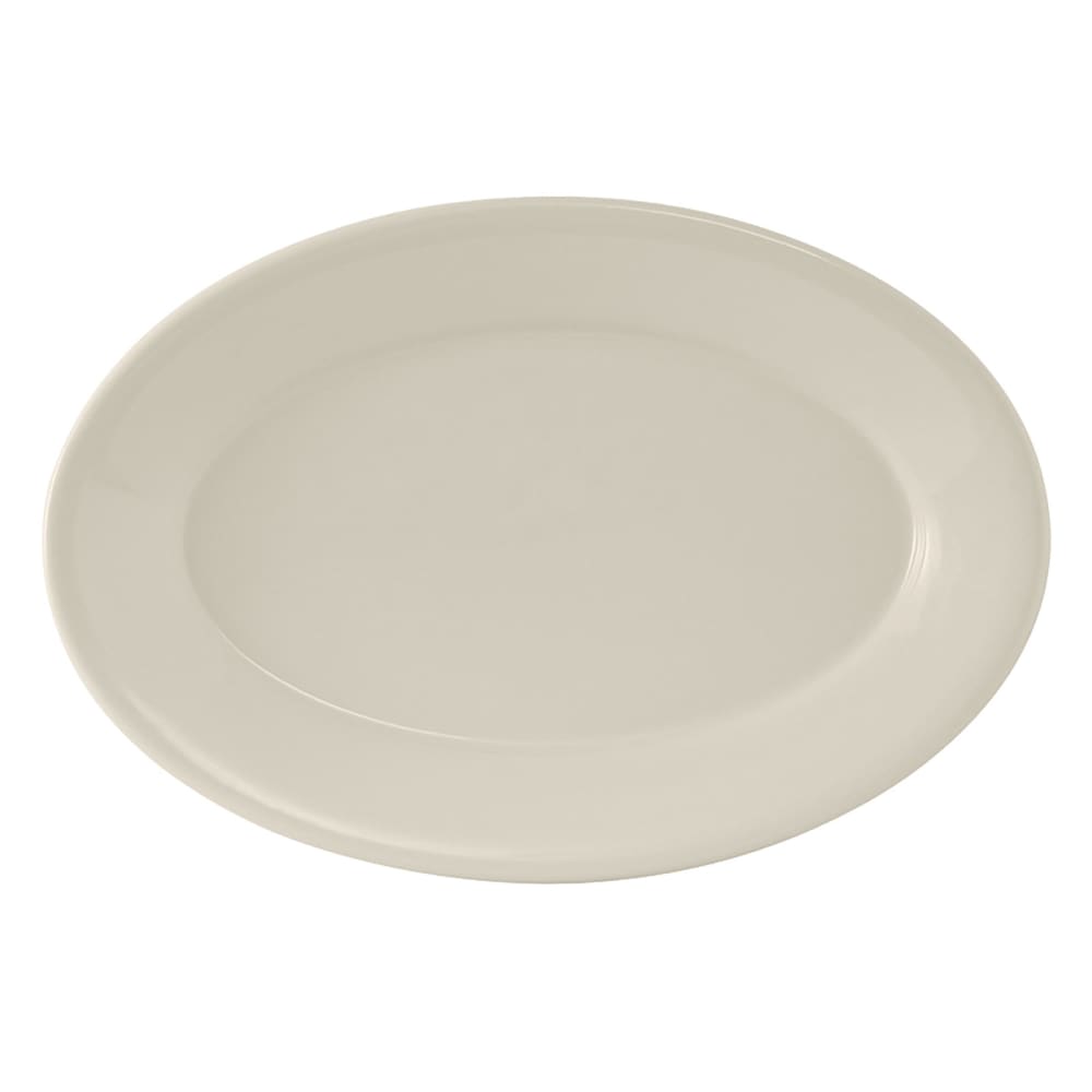 Tuxton TRE-012 10 1/2" x 7 3/8" Oval Reno Platter - Ceramic, American White/Eggshell