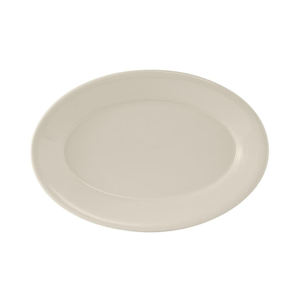 Tuxton TRE-014 12 5/8" x 8 3/4" Oval Reno Platter - Ceramic, American White/Eggshell