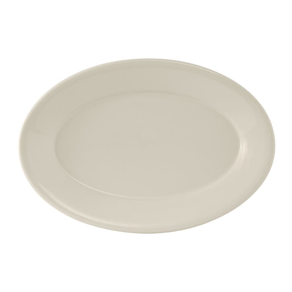 Tuxton TRE-034 9 3/8" x 6 1/2" Oval Reno Platter - Ceramic, American White/Eggshell