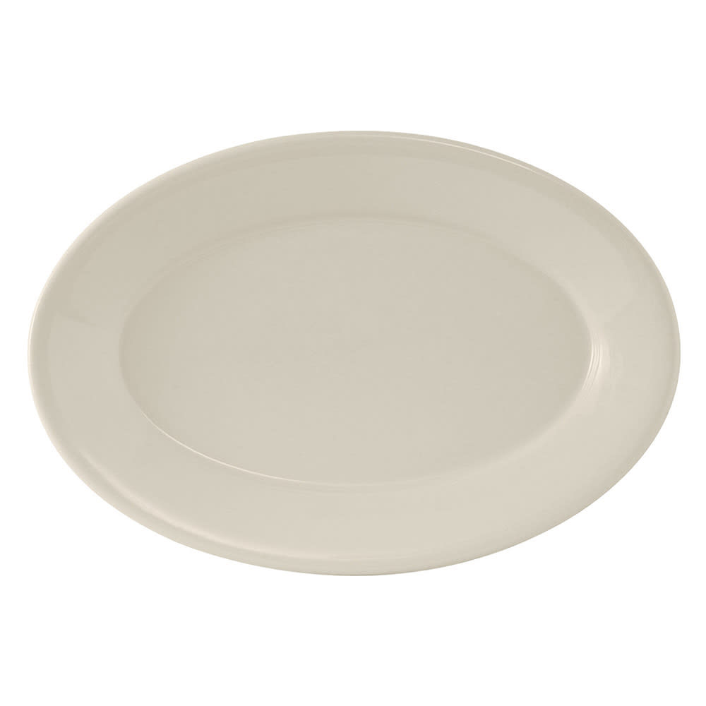 Tuxton TRE-039 13 1/2" x 9" Oval Reno Platter - Ceramic, American White