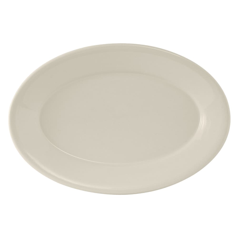 Tuxton TRE-042 15 3/4" x 11" Oval Reno Platter - Ceramic, American White/Eggshell