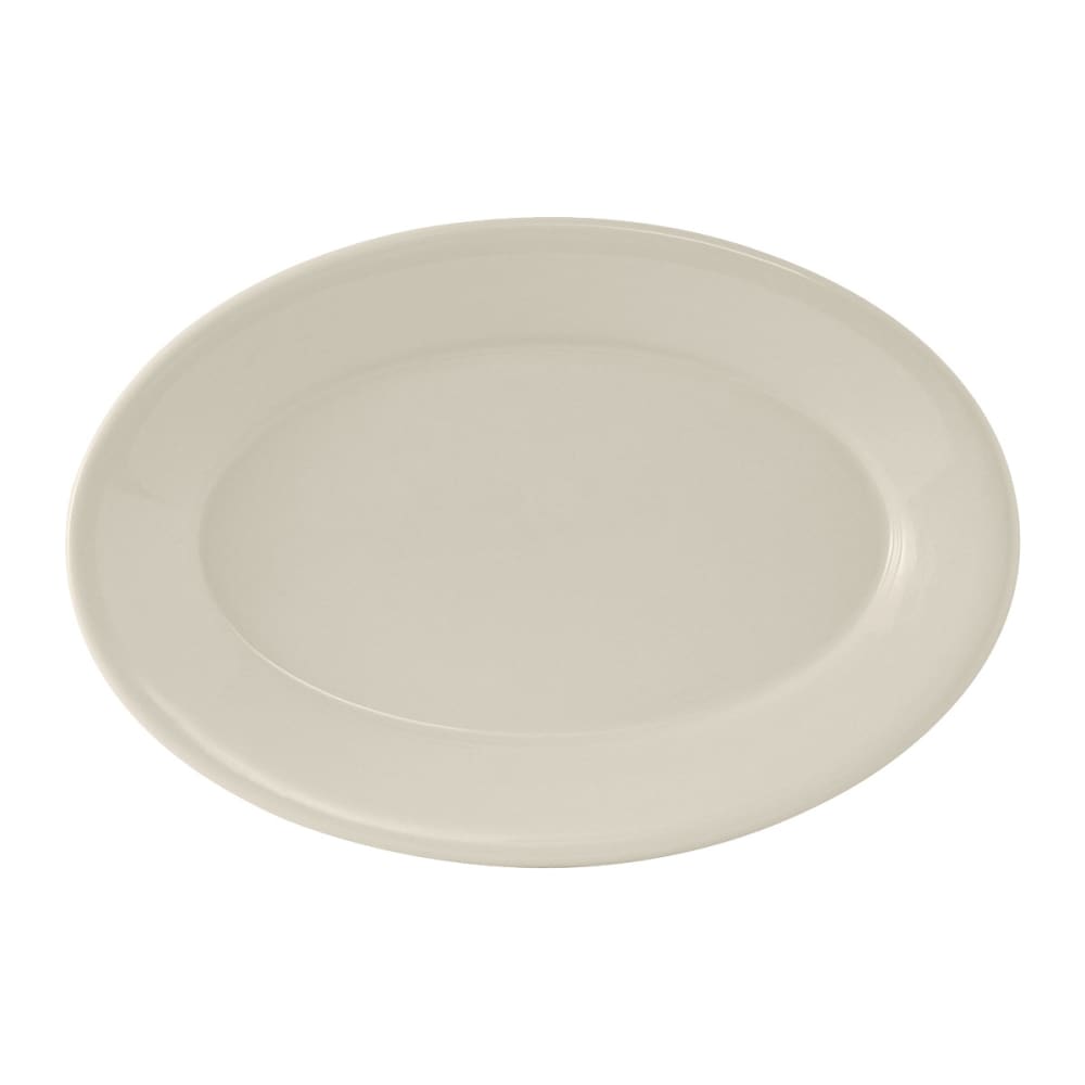 Tuxton TRE-043 14 1/8" x 10 1/4" Oval Reno Platter - Ceramic, American White/Eggshell
