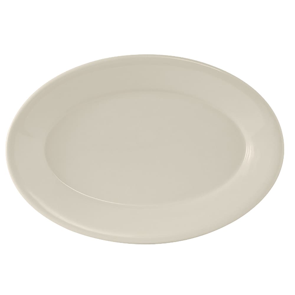 Tuxton TRE-033 7" x 4 5/8" Oval Reno Platter - Ceramic, American White/Eggshell