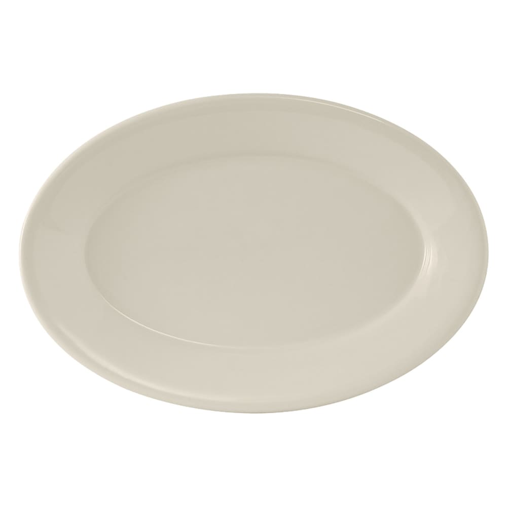Tuxton TRE-912 10 5/8" x 7 3/8" Oval Reno Platter - Ceramic, American White/Eggshell