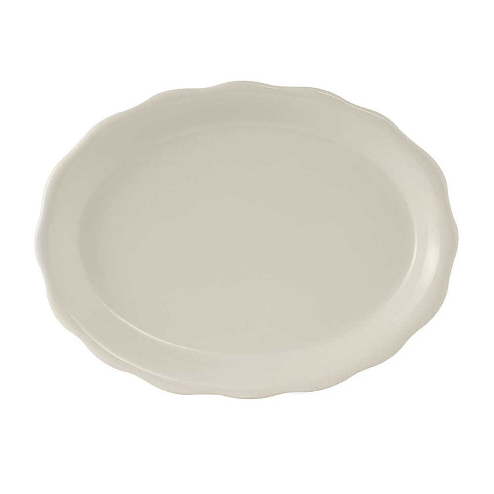 Tuxton TSC-012 9 1/2" x 7 1/8" Oval Shell Platter - Ceramic, American White/Eggshell