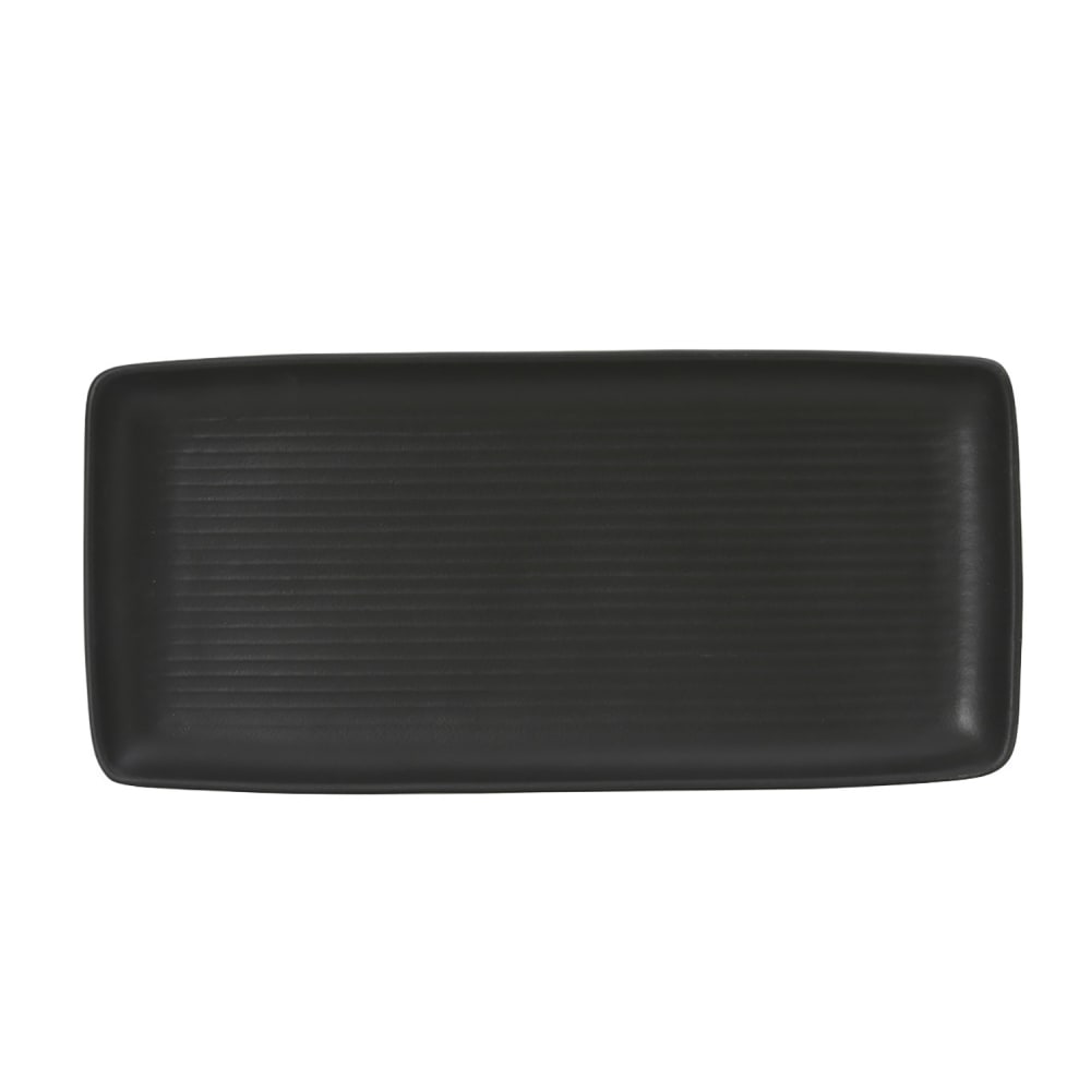 Tuxton VBZ-140Y 14" x 6 5/8" Rectangular Zion Tray - Porcelain, Black