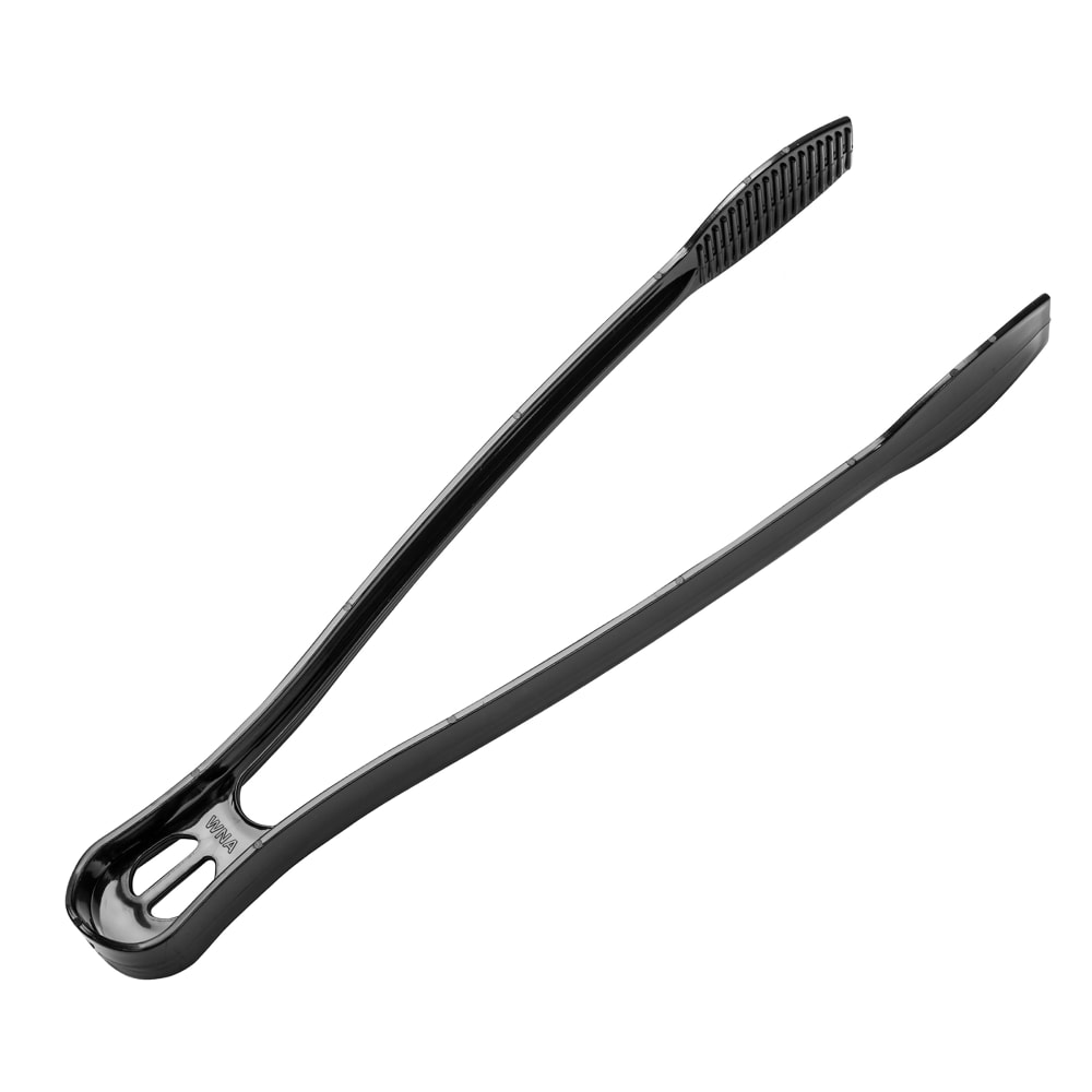 WNA A7TSBL 9" Disposable Tongs - Polystyrene, Black