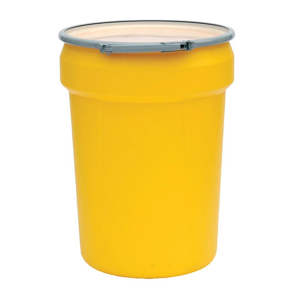 Eagle Manufacturing 30 gal Open Head Poly Drum w/ Metal Lever Lock Lid, Yellow (1601M)