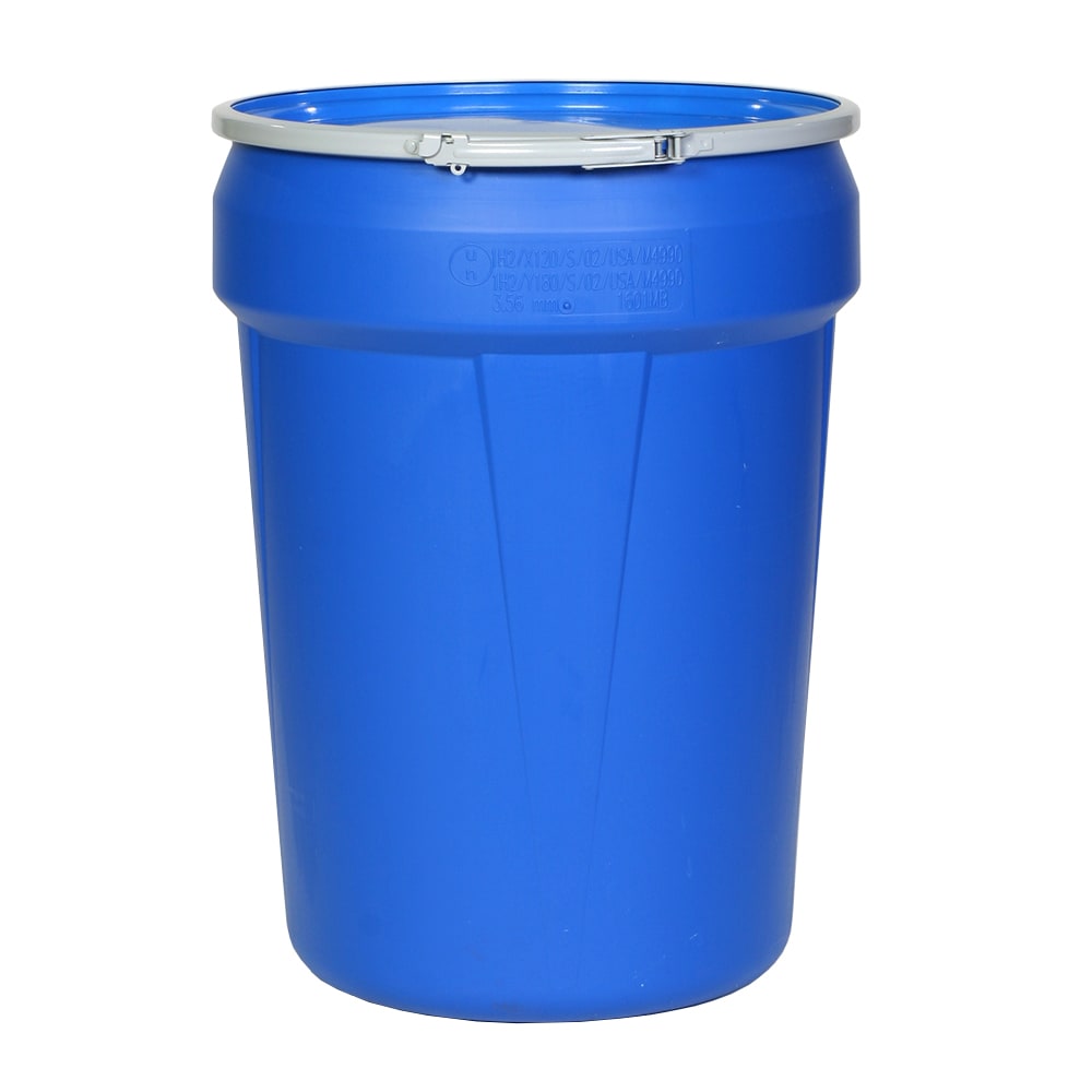 Eagle Manufacturing 30 gal Open Head Poly Drum w/ Metal Lever Lock Lid, Blue (1601MB)