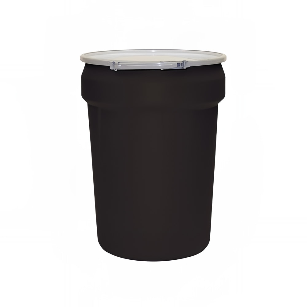 Eagle Manufacturing 30 gal Open Head Poly Drum w/ Metal Lever Lock Lid, Black (1601MBLK)
