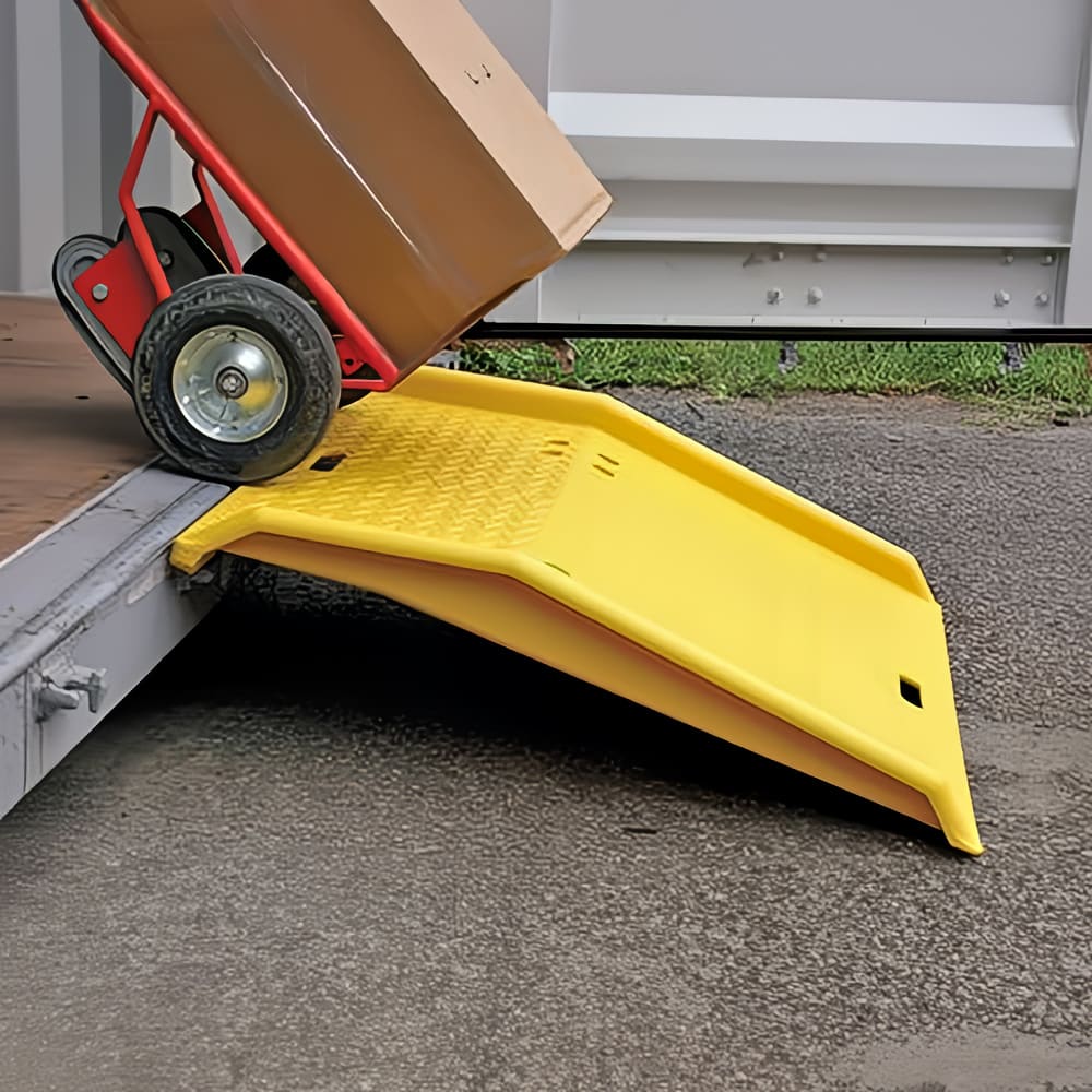 Eagle Manufacturing Shipping Container Ramp w/ 750 lb Capacity - 36"L x 35"W x 6"H, Polyethylene, Yellow (1795CR)