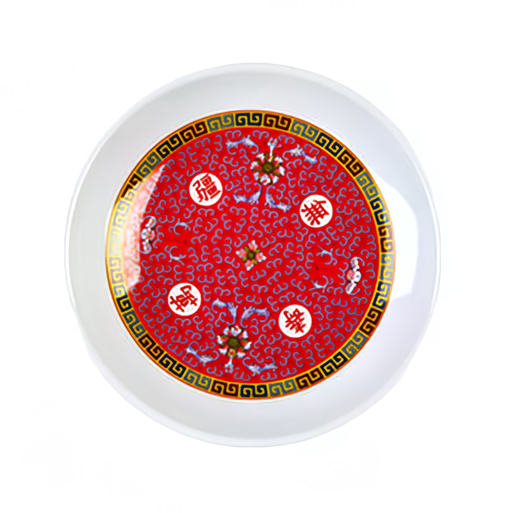 Thunder Group 1004TR 4 1/2" Round Longevity Plate - Melamine, Red/White