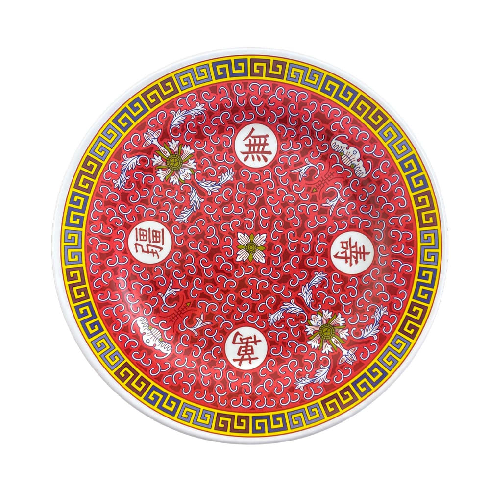 Thunder Group 1009TR 9 1/8" Round Longevity Plate - Melamine, Red/White