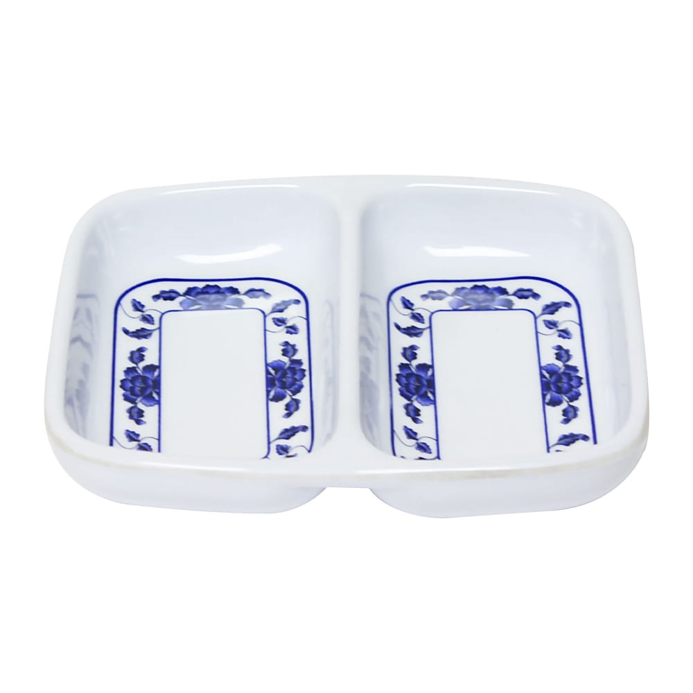 Thunder Group 1102TB 2 oz Melamine Sauce Dish, White/Blue
