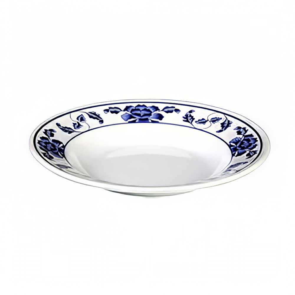 Thunder Group 1108TB 7 7/8" Round Lotus Soup Plate - Melamine, White/Blue