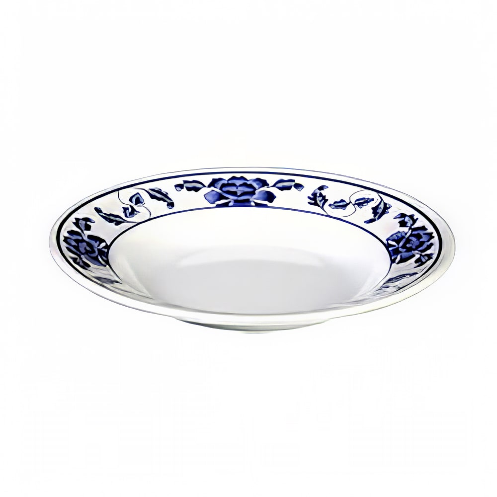 Thunder Group 1109TB 9 1/4" Round Lotus Soup Plate - Melamine, White/Blue