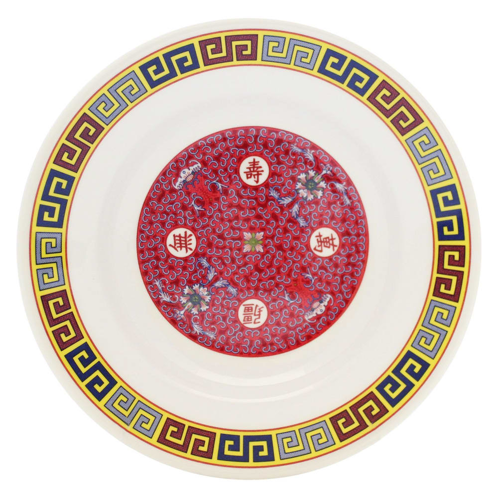Thunder Group 1110TR 10 3/8" Round Longevity Soup Plate - Melamine, Red/White