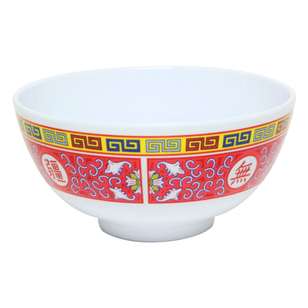 Thunder Group 3004TR 12 oz Longevity Rice Bowl - Melamine, Red/White