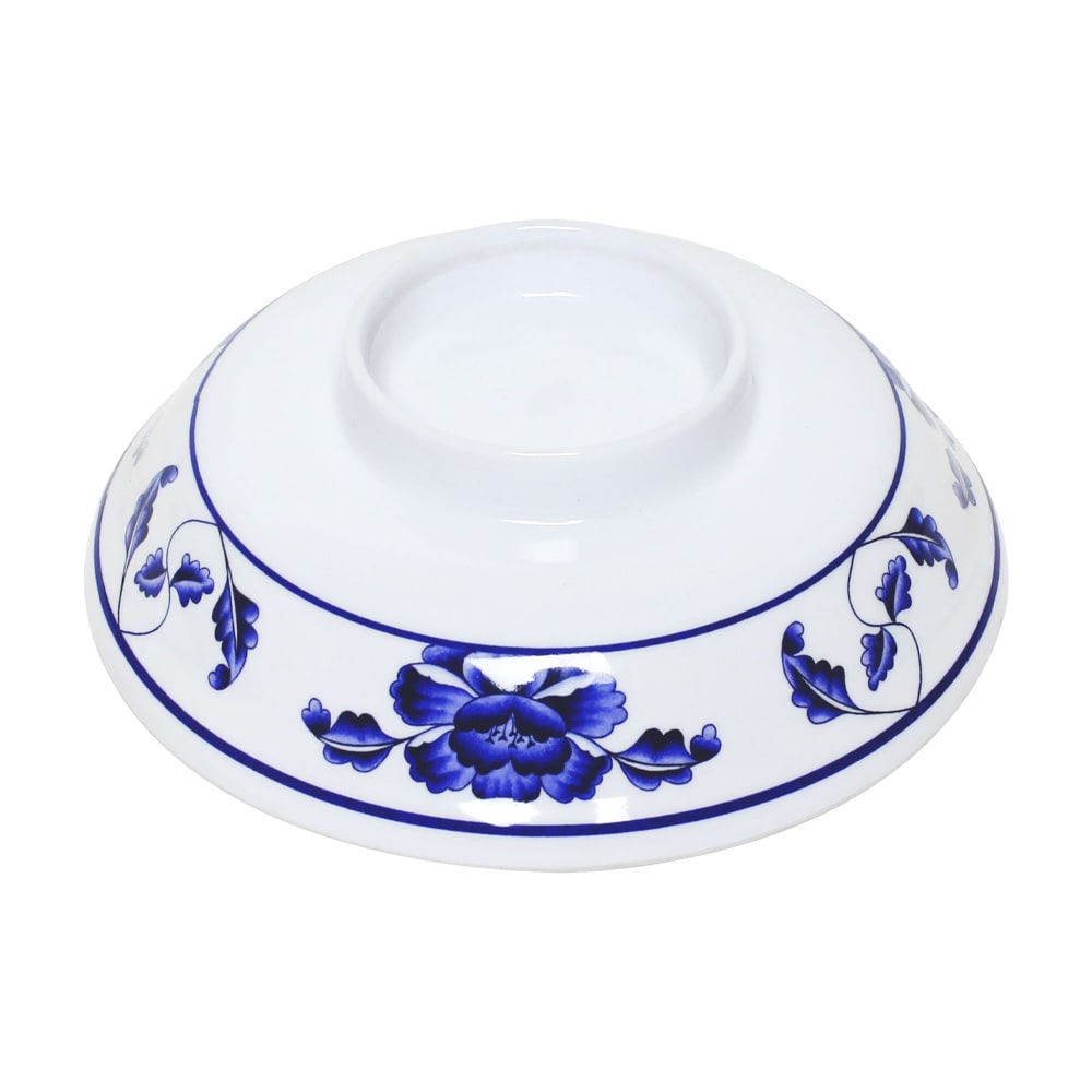 Thunder Group 3201CTB 5 1/4" Round Lotus Lid for Noodle Bowl - Melamine, White/Blue