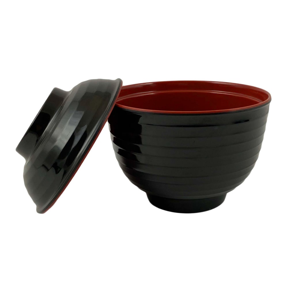 Thunder Group 3221JBR 8 oz Round Melamine Soup/Vegetable Bowl, Red/Black