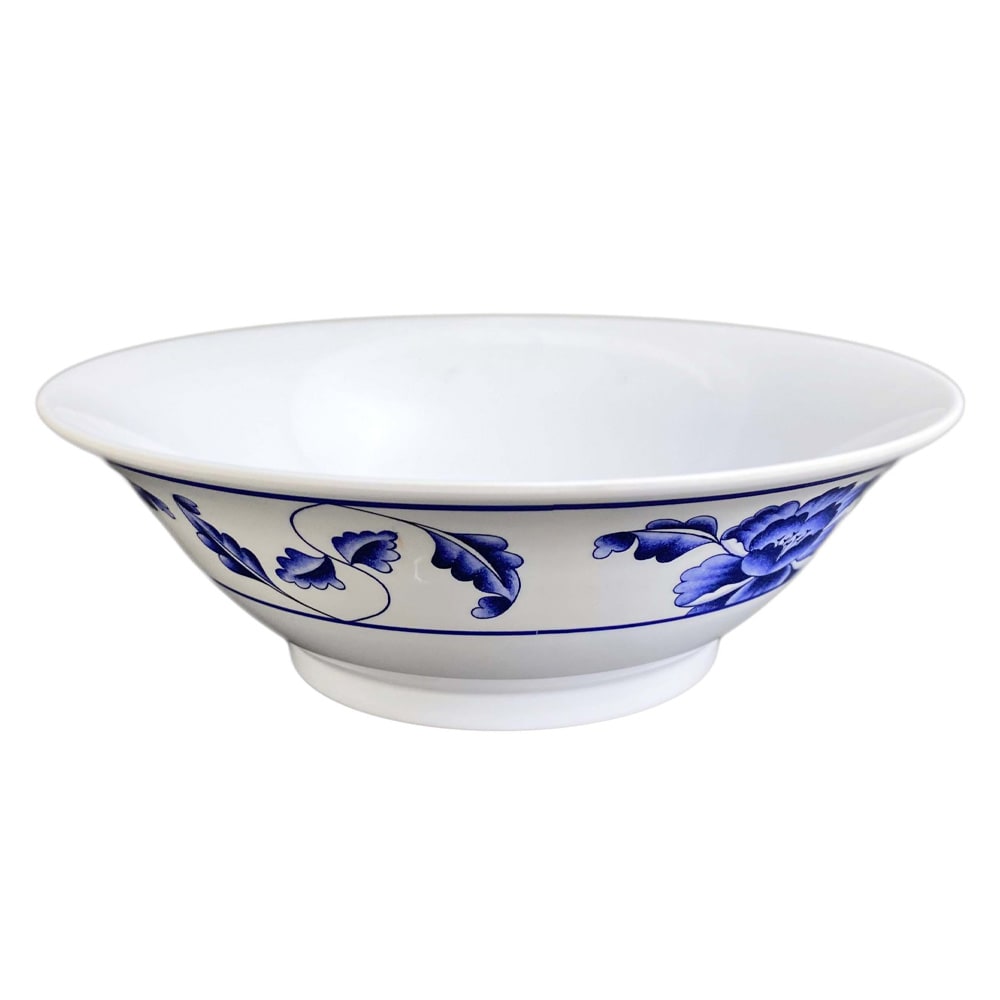 Thunder Group 5008TB 35 oz Round Lotus Special Bowl - Melamine, White/Blue