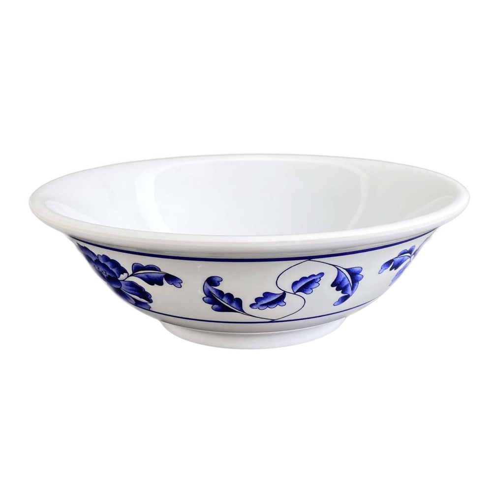 Thunder Group 5065TB 32 oz Round Melamine Bowl, White/Blue
