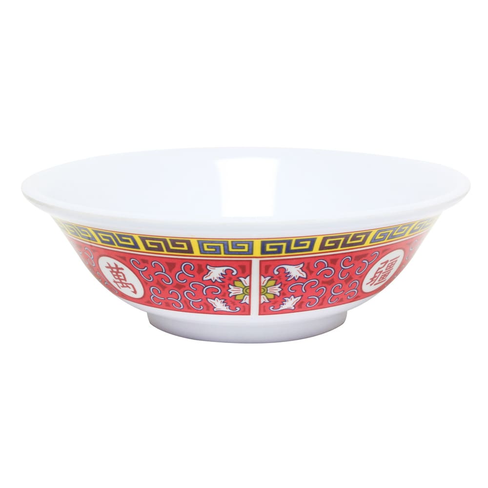 Thunder Group 5106TR 15 oz Round Melamine Bowl, Red/White