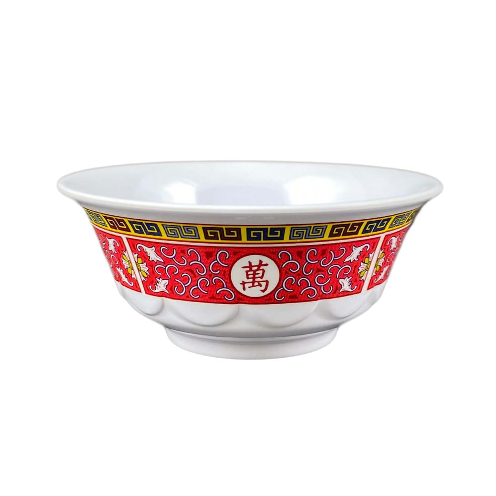 Thunder Group 5275TR 34 oz Round Melamine Bowl, Red/White