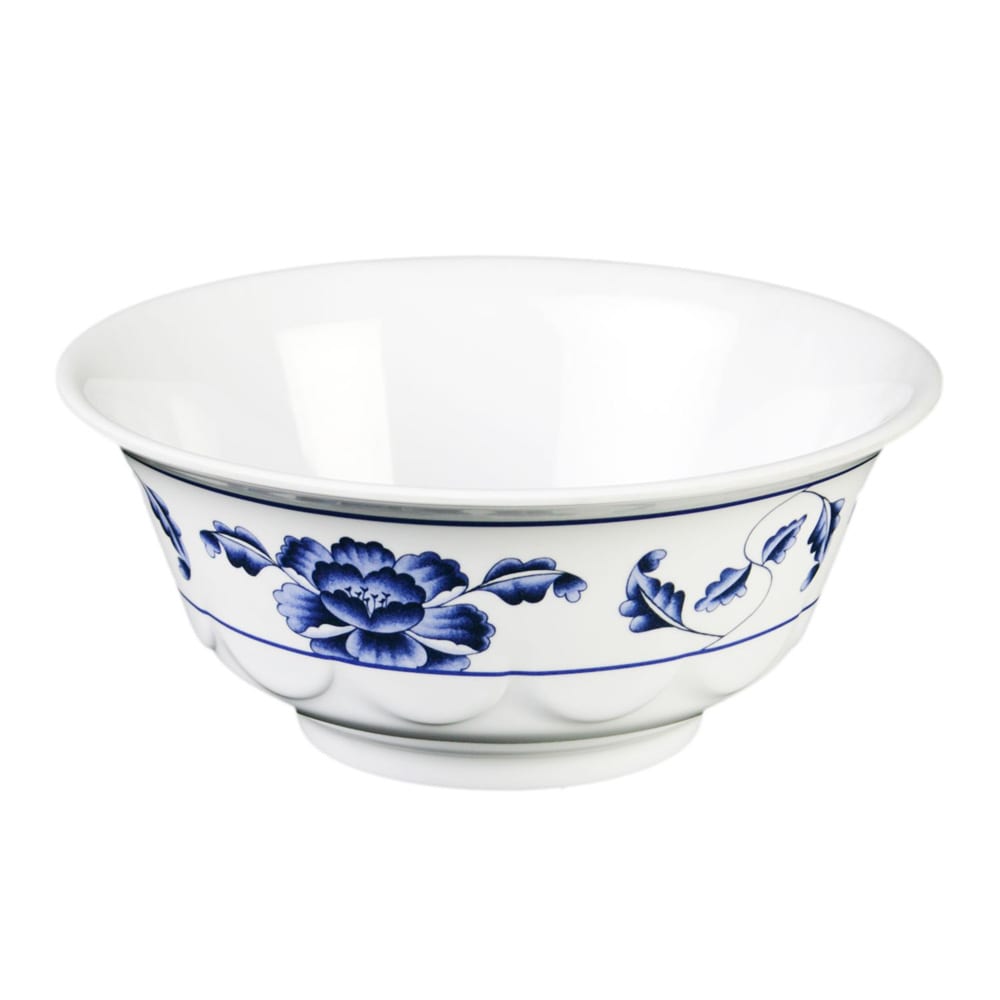 Thunder Group 5285TB 53 oz Round Melamine Bowl, White/Blue