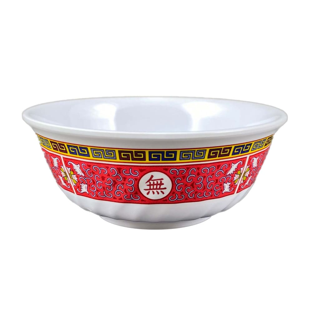 Thunder Group 5307TR 32 oz Round Melamine Bowl, Red/White
