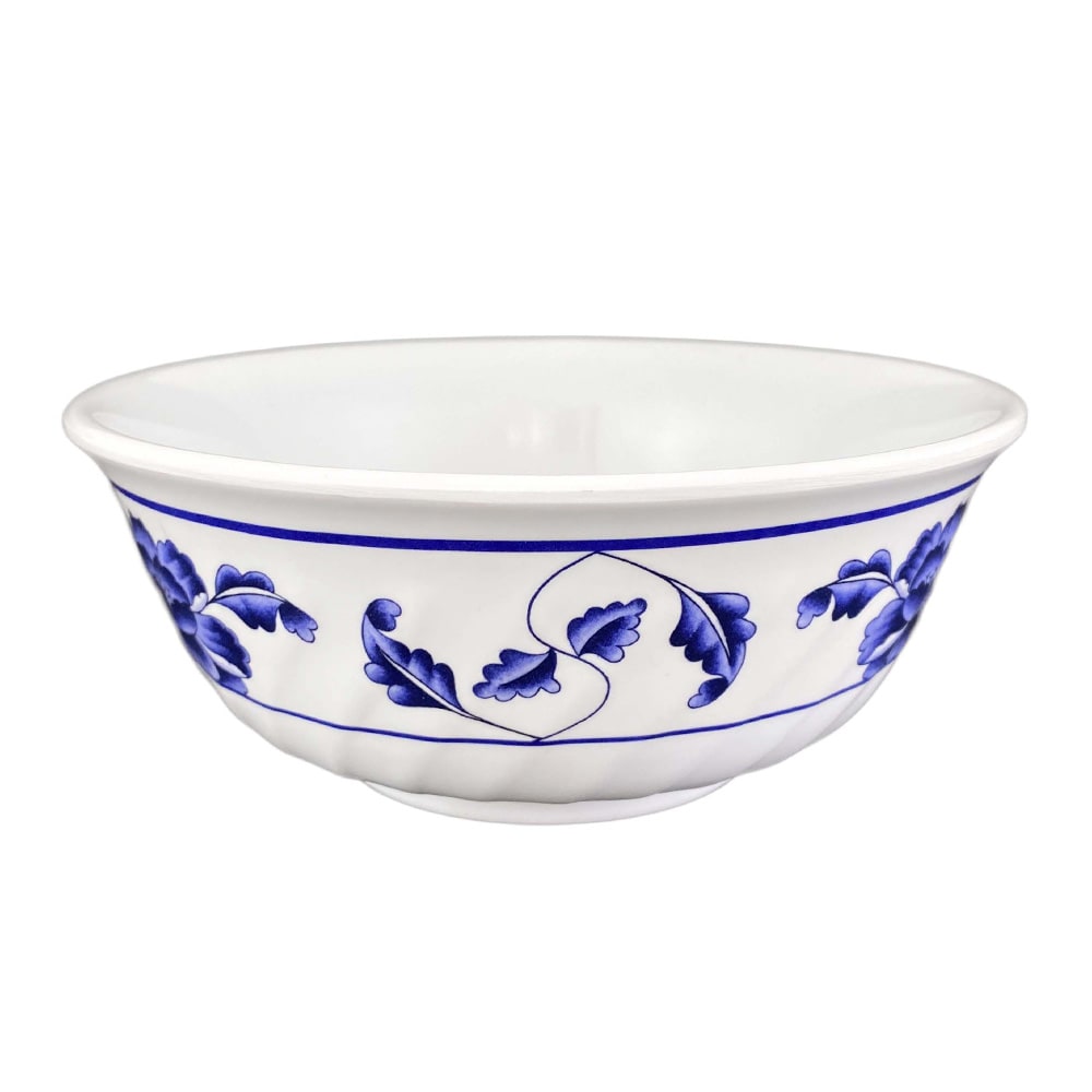 Thunder Group 5308TB 48 oz Round Melamine Bowl, White/Blue