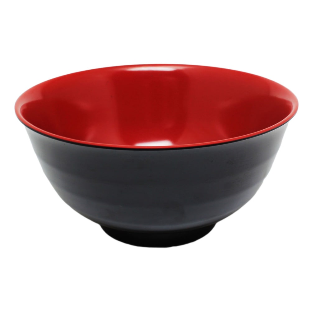 Thunder Group 5570JBR 38 oz Round Melamine Donburi/Soba Soup Bowl, Red/Black