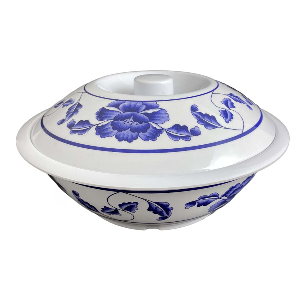 Thunder Group 8010TB 75 oz Round Melamine Serving Bowl, White/Blue