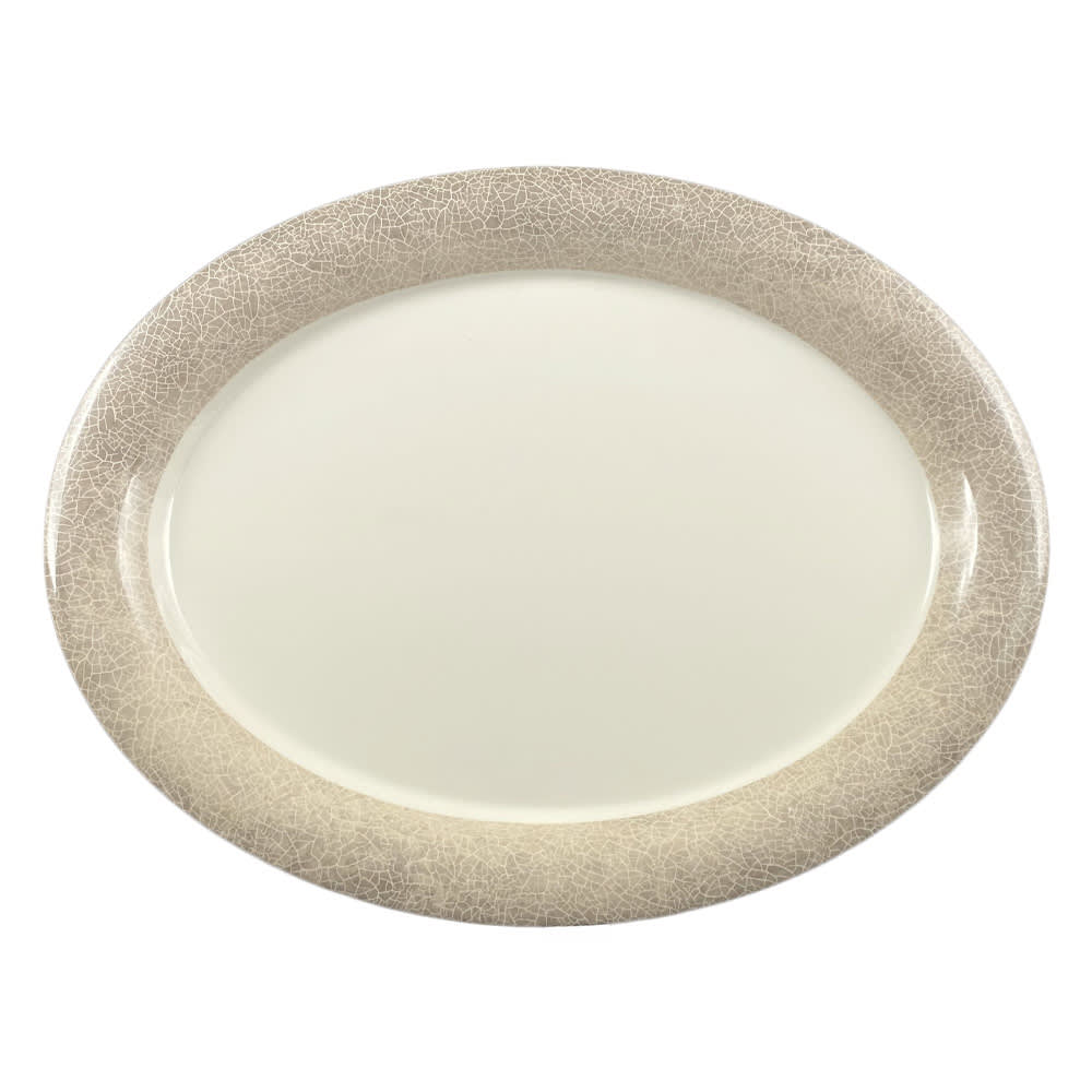 Thunder Group DM213J 13 1/2" x 10 1/2" Oval Jazz Platter - Melamine, Beige