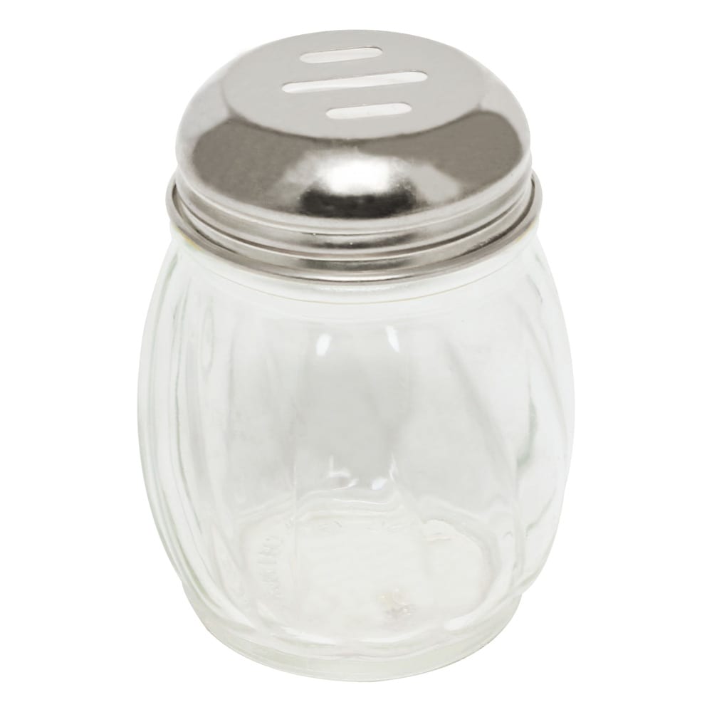Thunder Group GLTWCS006 6 oz Swirl Glass Cheese Shaker w/ Slotted Top, Stainless