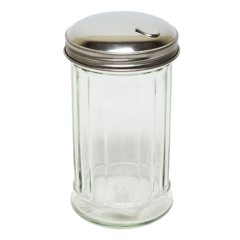 Thunder Group GLTWSJ012 12 oz Glass Sugar Pourer w/ Flip Cap Stainless Steel Top