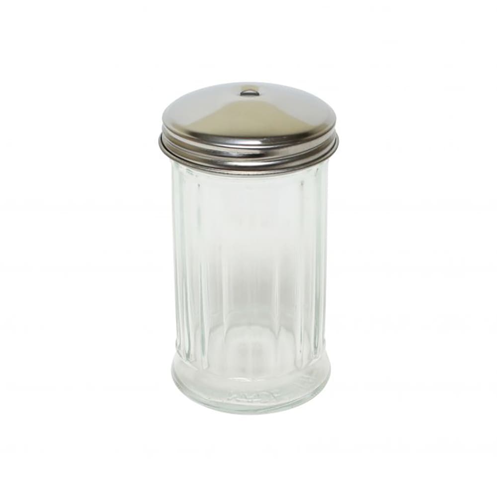 Thunder Group GLTWSJ012H 12 oz Glass Sugar Pourer w/ Center Pour Stainless Steel Top