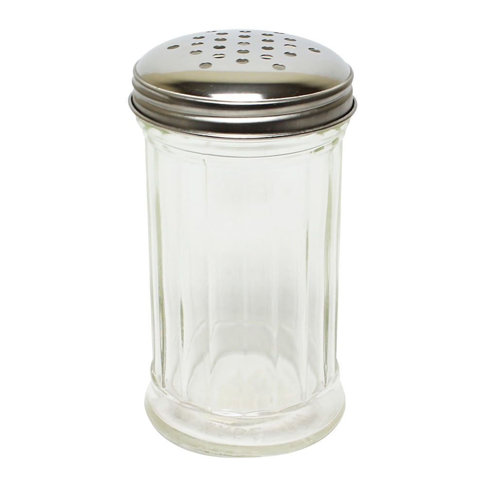 Thunder Group GLTWSJ012P 12 oz Paneled Glass Cheese Shaker w/ Perforated Top, Stainless