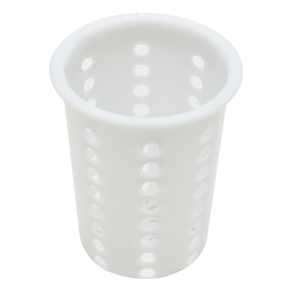 Thunder Group PLFC001 4 1/4" Round Perforated Flatware Cylinder - 5 1/4"H, Plastic, White