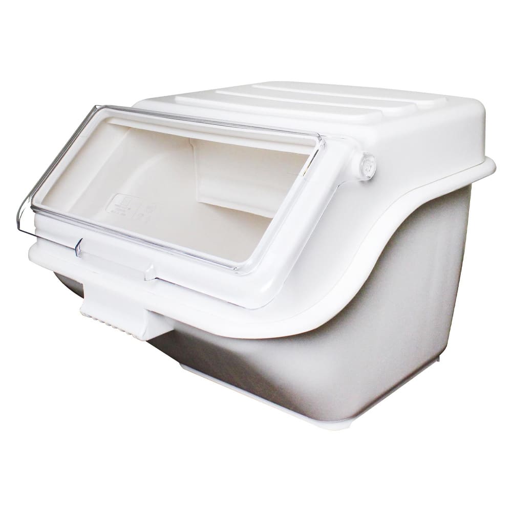 Thunder Group PLIB010S Shelf Ingredient Bin - 10 Gallon Capacity, Clear Lid/White Base