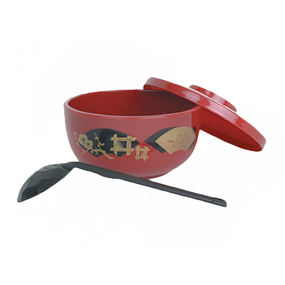 Thunder Group PLNB001 30 oz Round Donburi Bowl - Plastic, Red