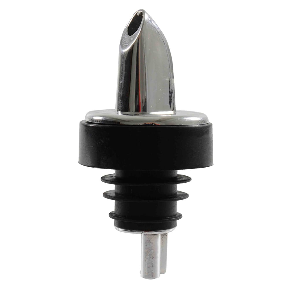 Thunder Group PLPR506S Free Flow Liquor Pourer w/ Soft Black Collar, Chrome